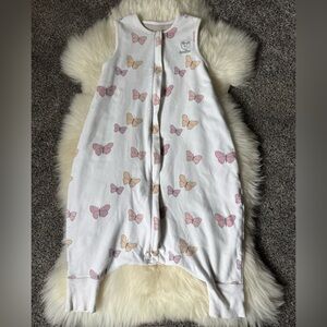 Woolino 4 season sleep bag, Merino wool, 18-36 mos, white with butterflies